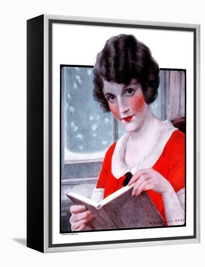 "Woman Reading Book,"March 21, 1925-J. Knowles Hare-Framed Premier Image Canvas