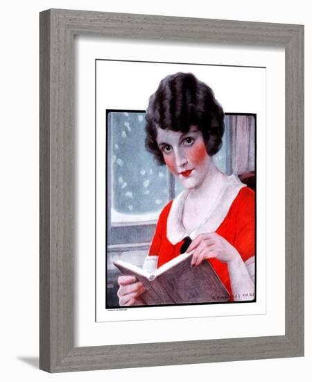 "Woman Reading Book,"March 21, 1925-J. Knowles Hare-Framed Giclee Print