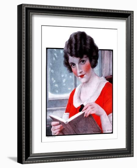 "Woman Reading Book,"March 21, 1925-J. Knowles Hare-Framed Giclee Print