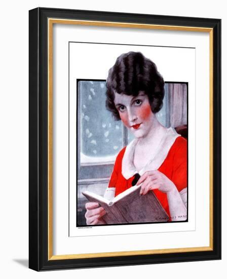 "Woman Reading Book,"March 21, 1925-J. Knowles Hare-Framed Giclee Print