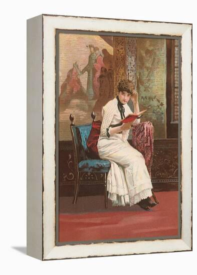 Woman Reading Book-null-Framed Stretched Canvas