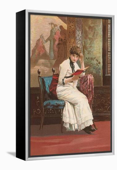 Woman Reading Book-null-Framed Stretched Canvas