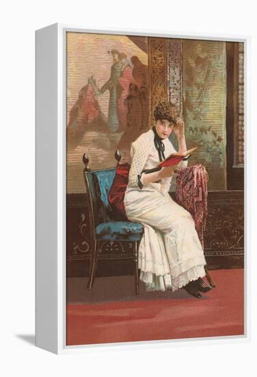 Woman Reading Book-null-Framed Stretched Canvas