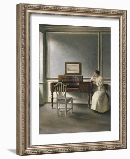 Woman Reading by a Piano, 1907-Vilhelm Hammershoi-Framed Giclee Print