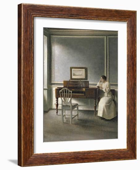 Woman Reading by a Piano, 1907-Vilhelm Hammershoi-Framed Giclee Print