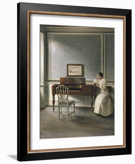 Woman Reading by a Piano, 1907-Vilhelm Hammershoi-Framed Giclee Print