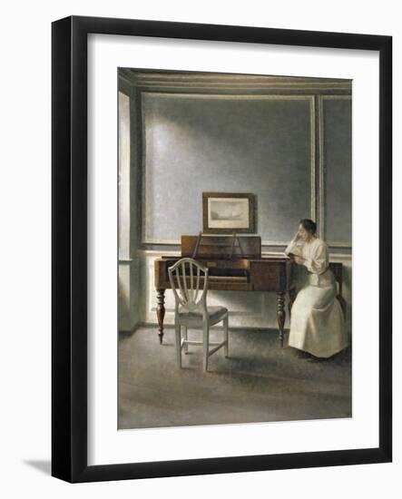 Woman Reading by a Piano, 1907-Vilhelm Hammershoi-Framed Giclee Print