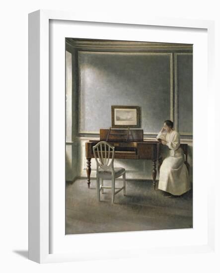 Woman Reading by a Piano, 1907-Vilhelm Hammershoi-Framed Giclee Print