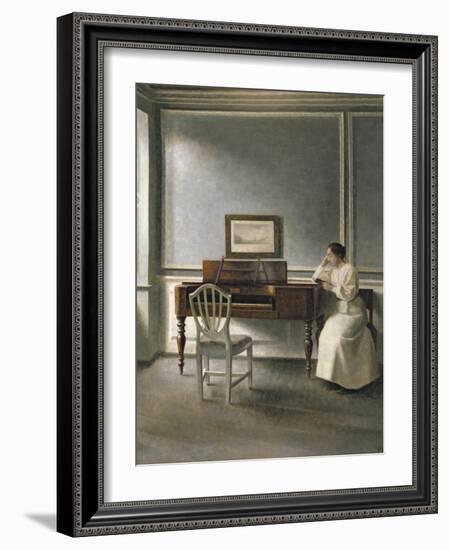 Woman Reading by a Piano, 1907-Vilhelm Hammershoi-Framed Giclee Print