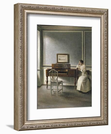 Woman Reading by a Piano, 1907-Vilhelm Hammershoi-Framed Giclee Print