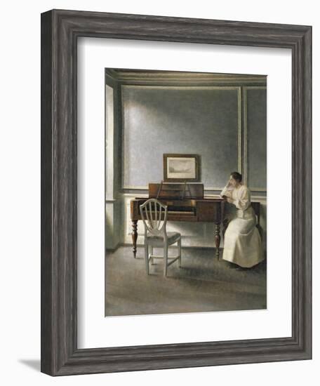 Woman Reading by a Piano, 1907-Vilhelm Hammershoi-Framed Giclee Print