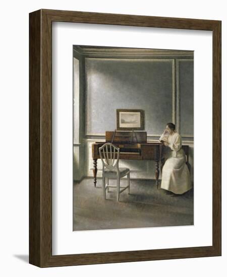 Woman Reading by a Piano, 1907-Vilhelm Hammershoi-Framed Giclee Print