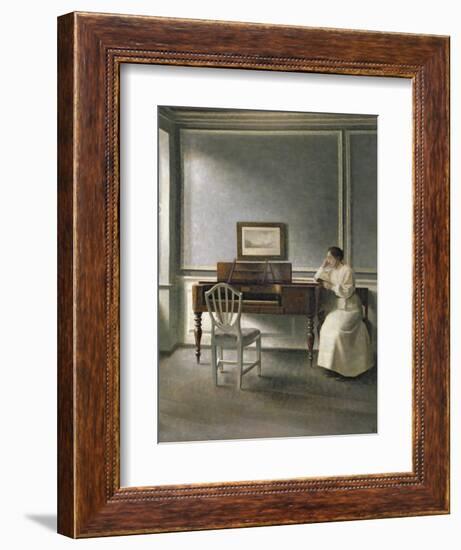 Woman Reading by a Piano, 1907-Vilhelm Hammershoi-Framed Giclee Print