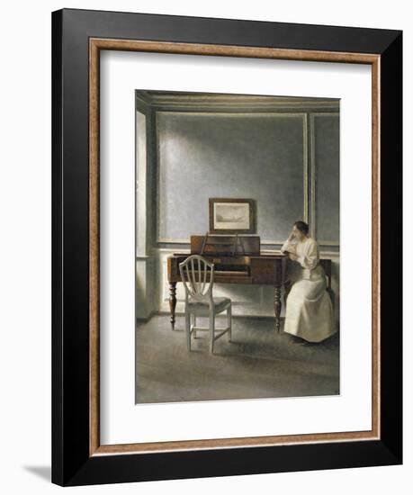 Woman Reading by a Piano, 1907-Vilhelm Hammershoi-Framed Giclee Print