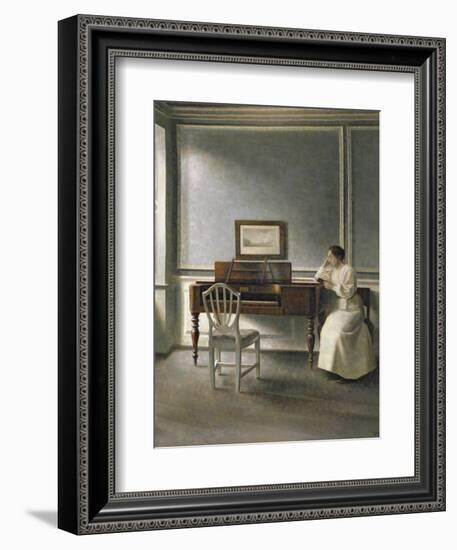 Woman Reading by a Piano, 1907-Vilhelm Hammershoi-Framed Giclee Print