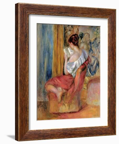 Woman Reading, C.1900 (Oil on Canvas)-Pierre Auguste Renoir-Framed Giclee Print