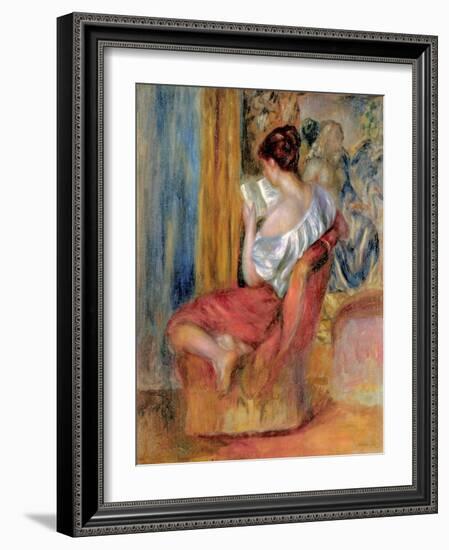 Woman Reading, C.1900 (Oil on Canvas)-Pierre Auguste Renoir-Framed Giclee Print