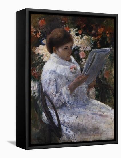 Woman Reading in a Garden-Mary Cassatt-Framed Premier Image Canvas