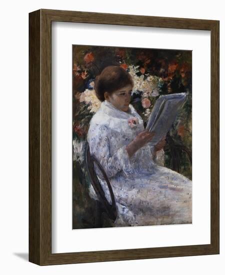 Woman Reading in a Garden-Mary Cassatt-Framed Giclee Print