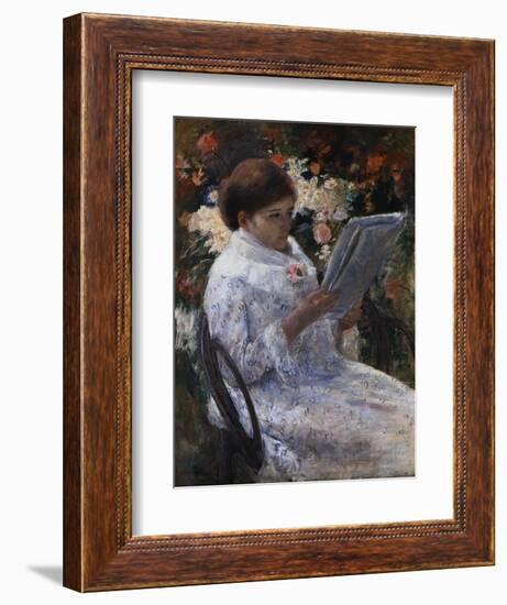 Woman Reading in a Garden-Mary Cassatt-Framed Giclee Print