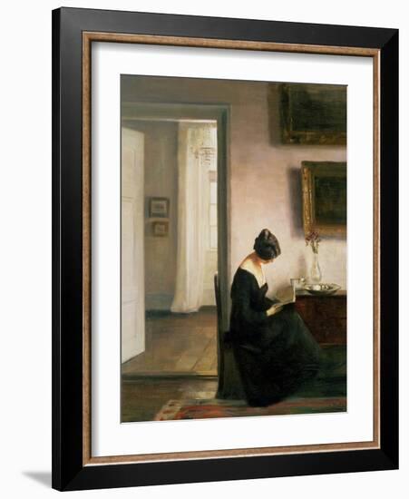 Woman Reading in an Interior-Carl Holsoe-Framed Giclee Print