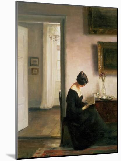 Woman Reading in an Interior-Carl Holsoe-Mounted Giclee Print