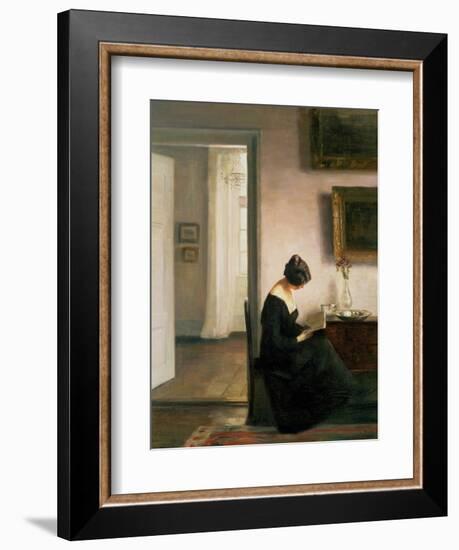 Woman Reading in an Interior-Carl Holsoe-Framed Giclee Print