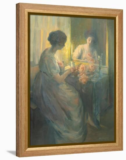 Woman Reading in Front of a Mirror-Hallie Champlin Hyde-Framed Premier Image Canvas