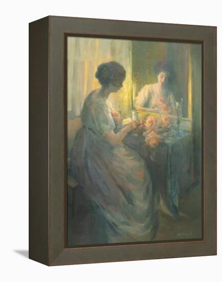 Woman Reading in Front of a Mirror-Hallie Champlin Hyde-Framed Premier Image Canvas