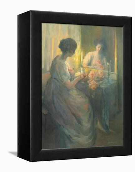 Woman Reading in Front of a Mirror-Hallie Champlin Hyde-Framed Premier Image Canvas