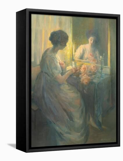 Woman Reading in Front of a Mirror-Hallie Champlin Hyde-Framed Premier Image Canvas