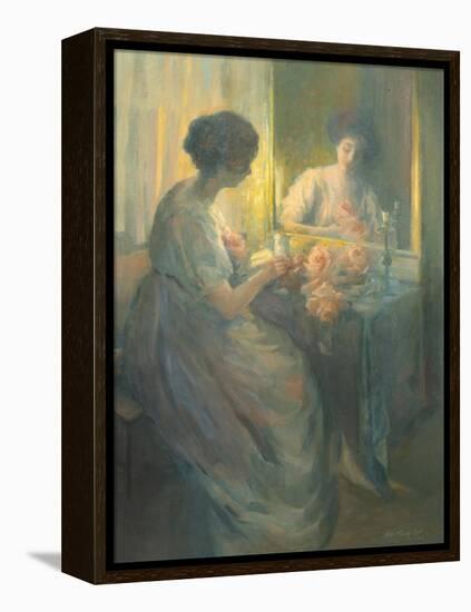 Woman Reading in Front of a Mirror-Hallie Champlin Hyde-Framed Premier Image Canvas