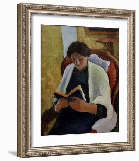 Woman Reading in Red Armchair-Auguste Macke-Framed Giclee Print