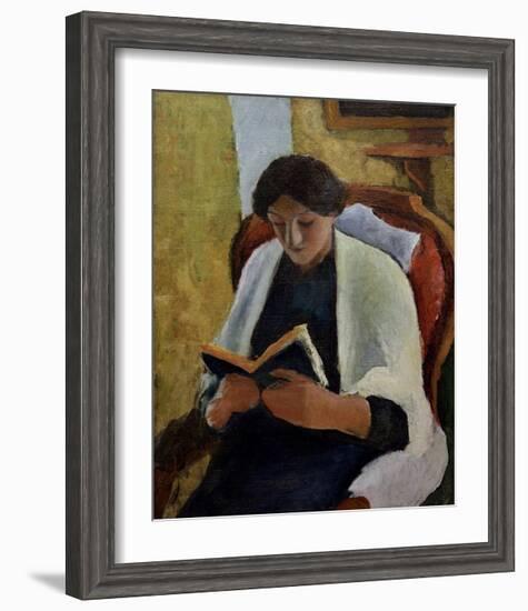 Woman Reading in Red Armchair-Auguste Macke-Framed Giclee Print