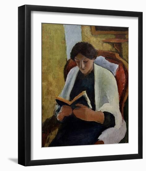 Woman Reading in Red Armchair-Auguste Macke-Framed Giclee Print