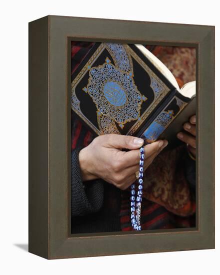 Woman Reading Koran, Jordan, Middle East-null-Framed Premier Image Canvas