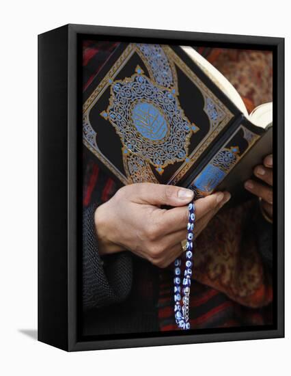 Woman Reading Koran, Jordan, Middle East-null-Framed Premier Image Canvas