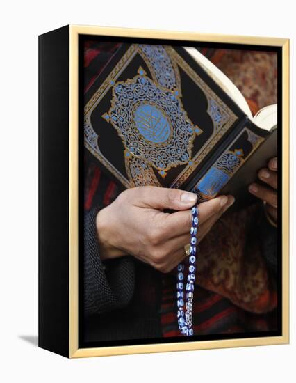 Woman Reading Koran, Jordan, Middle East-null-Framed Premier Image Canvas