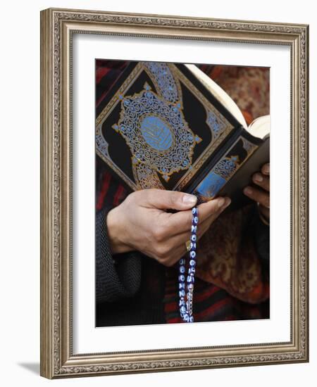 Woman Reading Koran, Jordan, Middle East-null-Framed Photographic Print