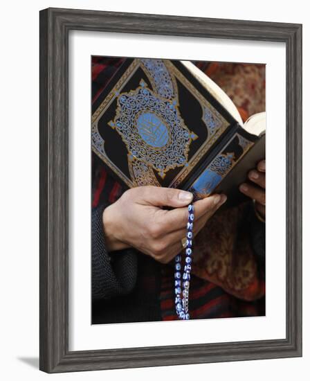 Woman Reading Koran, Jordan, Middle East-null-Framed Photographic Print