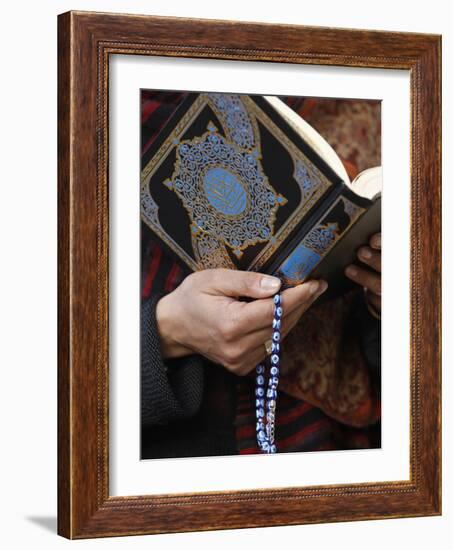 Woman Reading Koran, Jordan, Middle East-null-Framed Photographic Print