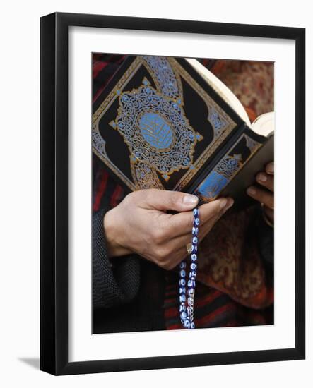 Woman Reading Koran, Jordan, Middle East-null-Framed Photographic Print