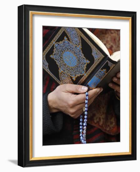 Woman Reading Koran, Jordan, Middle East-null-Framed Photographic Print