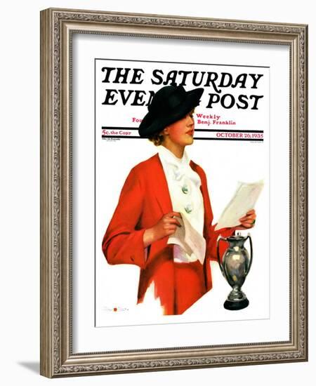 "Woman Reading Letter," Saturday Evening Post Cover, October 26, 1935-Penrhyn Stanlaws-Framed Giclee Print