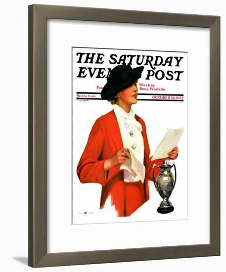 "Woman Reading Letter," Saturday Evening Post Cover, October 26, 1935-Penrhyn Stanlaws-Framed Giclee Print