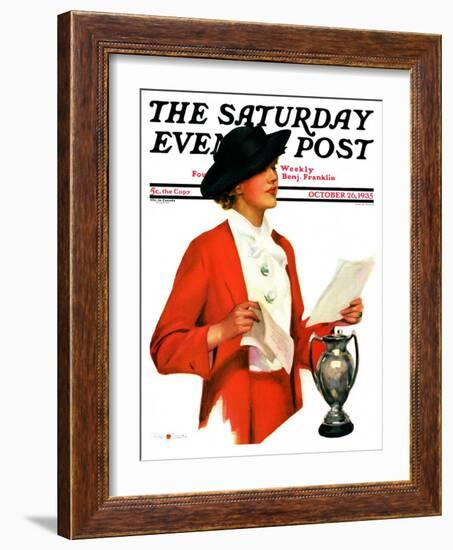 "Woman Reading Letter," Saturday Evening Post Cover, October 26, 1935-Penrhyn Stanlaws-Framed Giclee Print