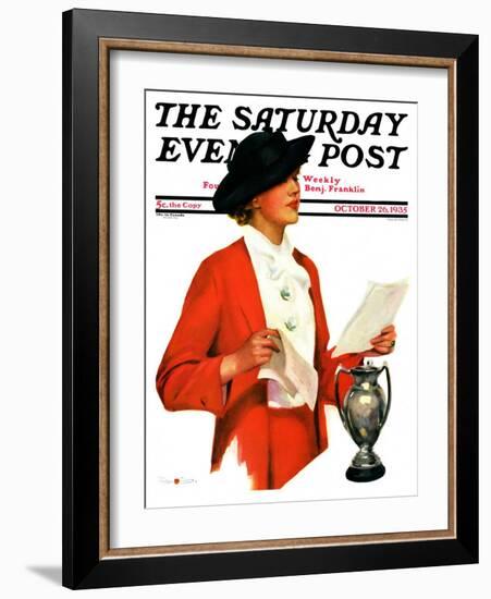 "Woman Reading Letter," Saturday Evening Post Cover, October 26, 1935-Penrhyn Stanlaws-Framed Giclee Print