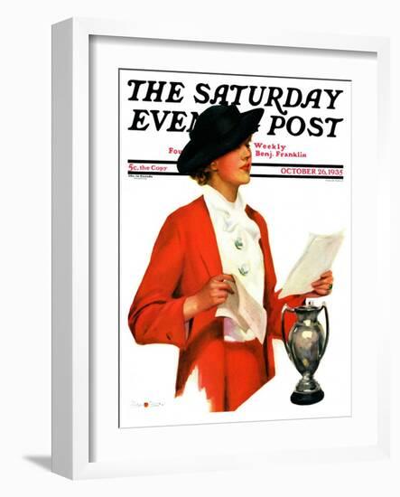 "Woman Reading Letter," Saturday Evening Post Cover, October 26, 1935-Penrhyn Stanlaws-Framed Giclee Print