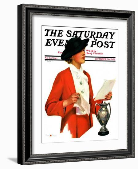 "Woman Reading Letter," Saturday Evening Post Cover, October 26, 1935-Penrhyn Stanlaws-Framed Giclee Print