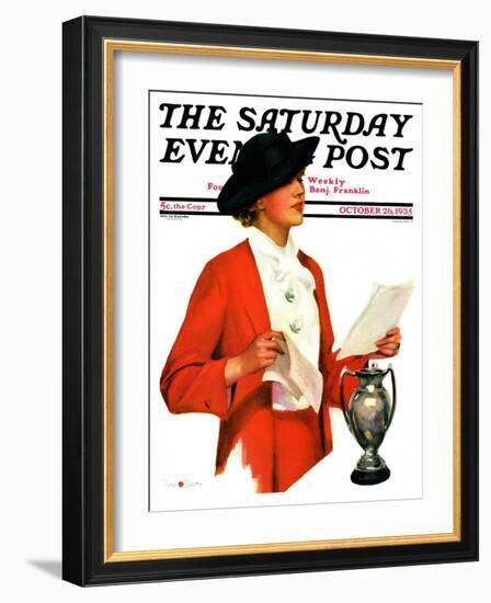 "Woman Reading Letter," Saturday Evening Post Cover, October 26, 1935-Penrhyn Stanlaws-Framed Giclee Print
